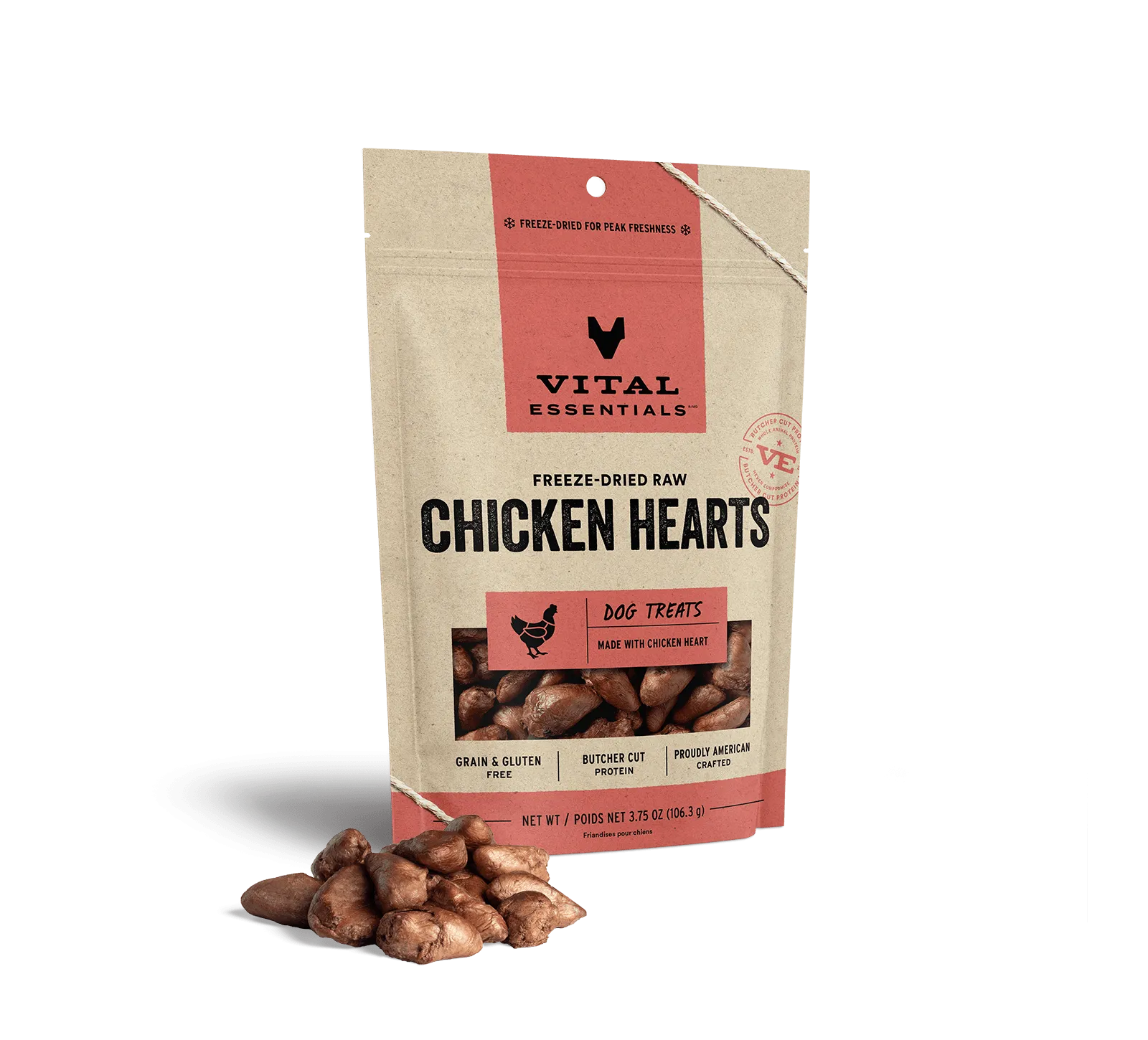 Vital Essentials Freeze-Dried Chicken Hearts Dog Treats