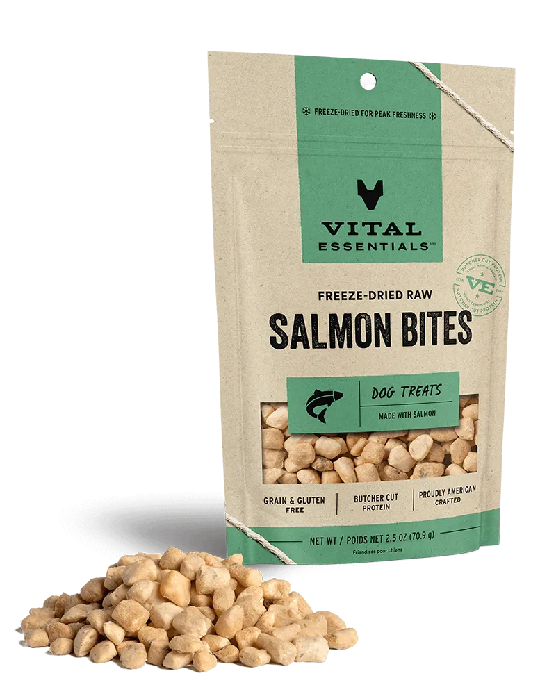Vital Essentials Freeze-Dried Salmon Bites Dog Treats 2.5oz
