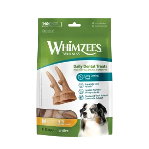 Whimzees All Natural Dental Treats for Dogs Antler M 12pcs