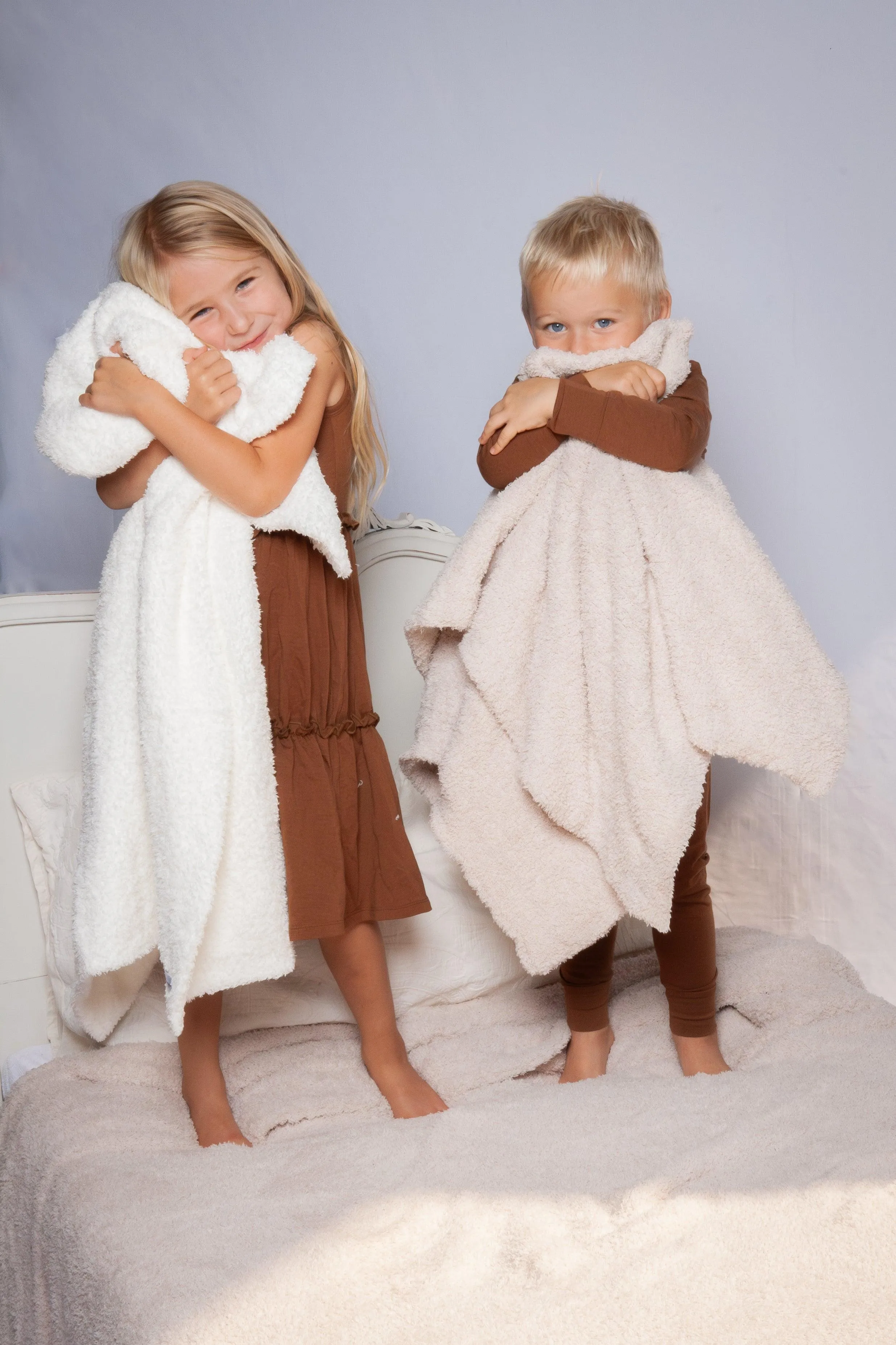 White Solid Double Layered Toddler Blanket