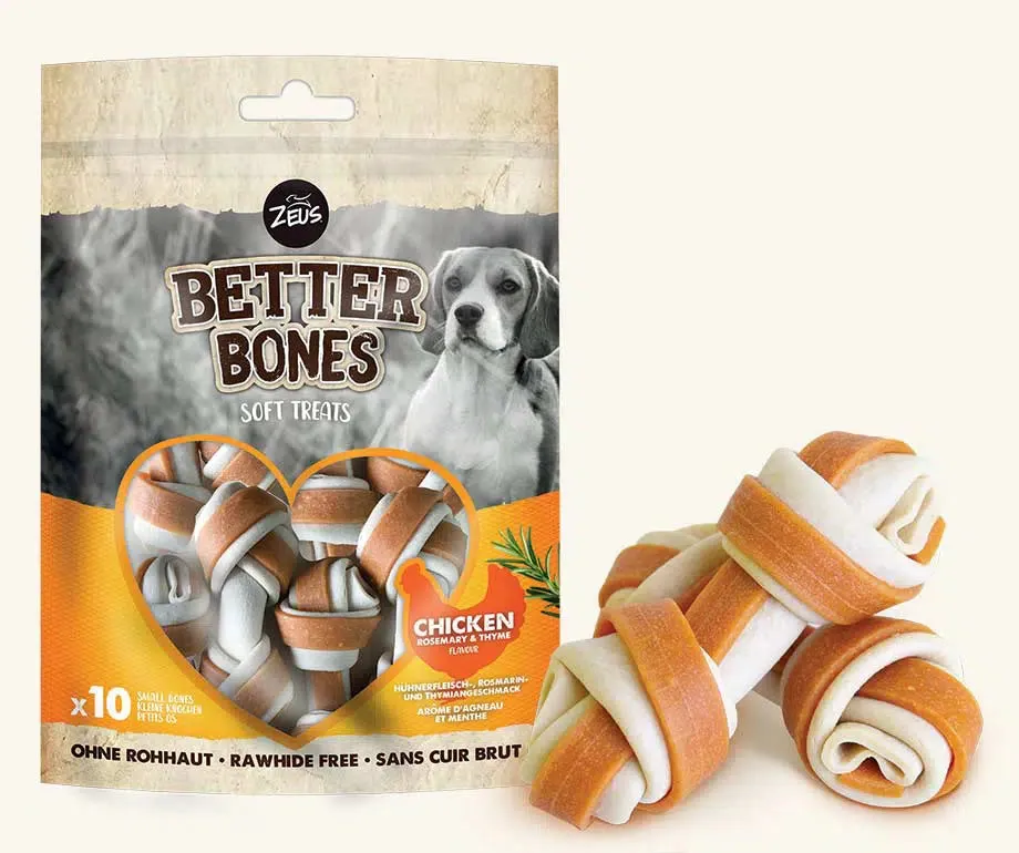 Zeus | Better Bones | Rawhide Free Dog Chews | Chicken - Small - 10 Pack